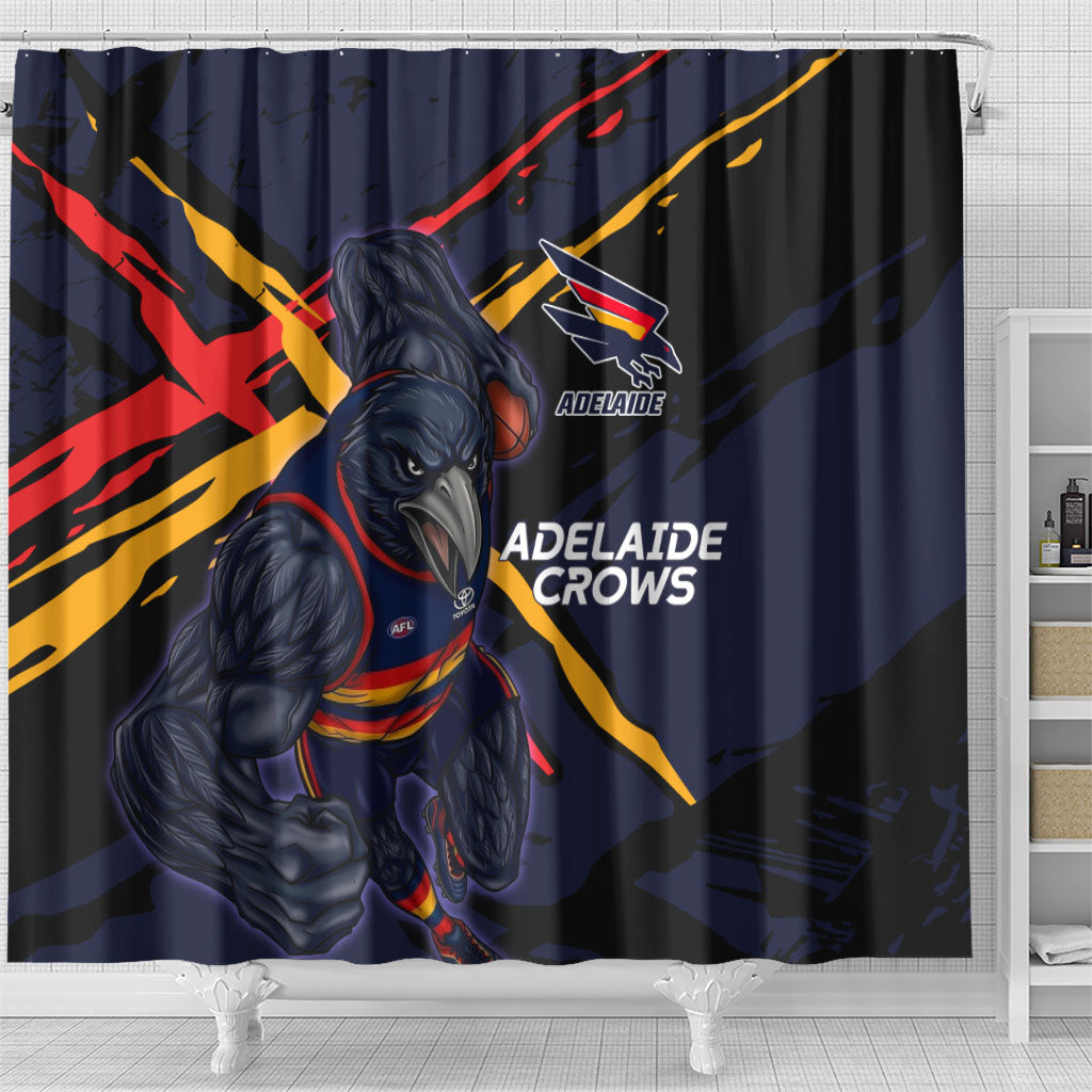Adelaide Football Club Shower Curtain Crows Muscular Mascot Graphic - Abstract Paint Splatter Art
