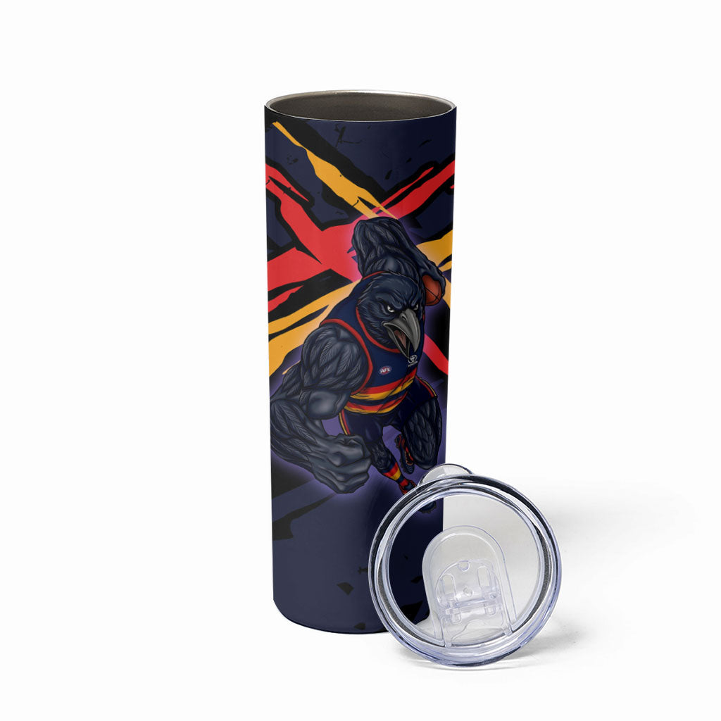Adelaide Football Club Skinny Tumbler Crows Muscular Mascot Graphic - Abstract Paint Splatter Art