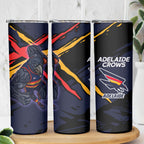 Adelaide Football Club Skinny Tumbler Crows Muscular Mascot Graphic - Abstract Paint Splatter Art