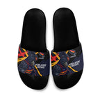 Adelaide Football Club Slide Sandals Crows Muscular Mascot Graphic - Abstract Paint Splatter Art