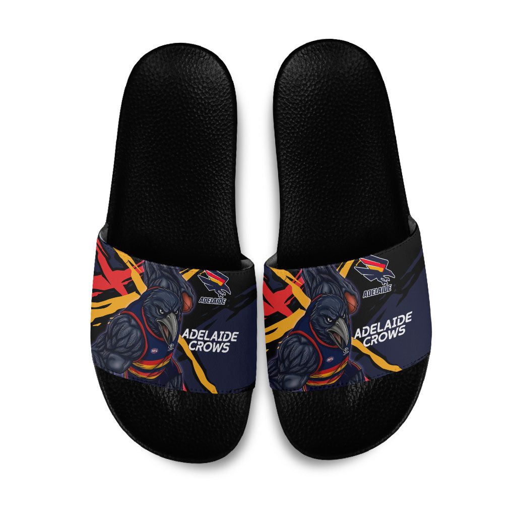 Adelaide Football Club Slide Sandals Crows Muscular Mascot Graphic - Abstract Paint Splatter Art