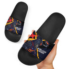 Adelaide Football Club Slide Sandals Crows Muscular Mascot Graphic - Abstract Paint Splatter Art