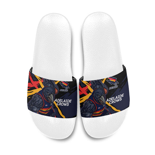 Adelaide Football Club Slide Sandals Crows Muscular Mascot Graphic - Abstract Paint Splatter Art