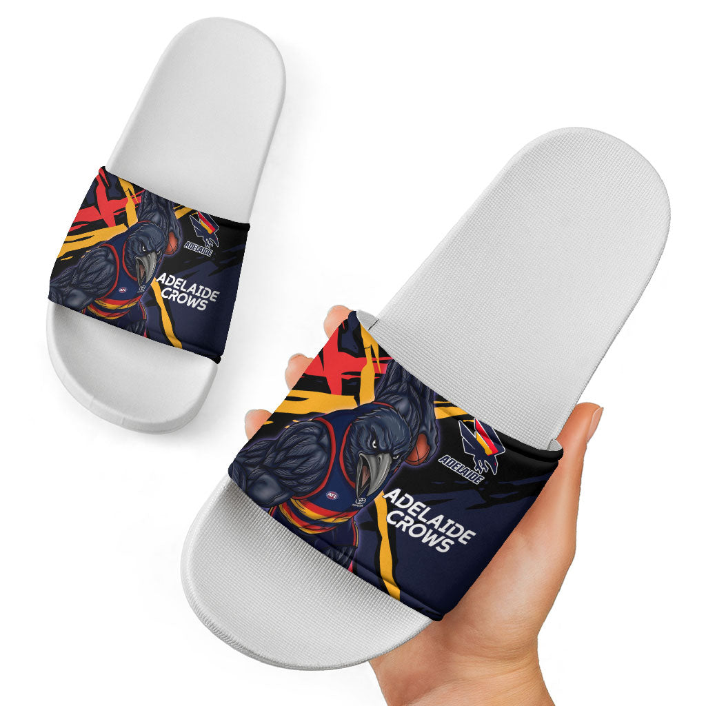Adelaide Football Club Slide Sandals Crows Muscular Mascot Graphic - Abstract Paint Splatter Art