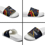 Adelaide Football Club Slide Sandals Crows Muscular Mascot Graphic - Abstract Paint Splatter Art