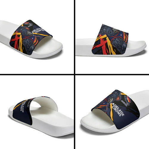 Adelaide Football Club Slide Sandals Crows Muscular Mascot Graphic - Abstract Paint Splatter Art