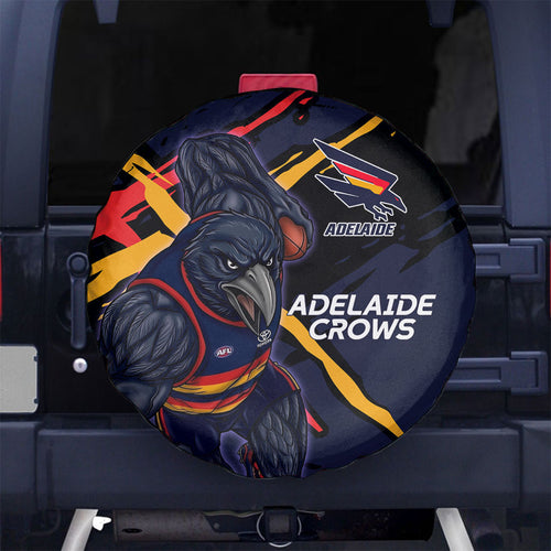 Adelaide Football Club Spare Tire Cover Crows Muscular Mascot Graphic - Abstract Paint Splatter Art