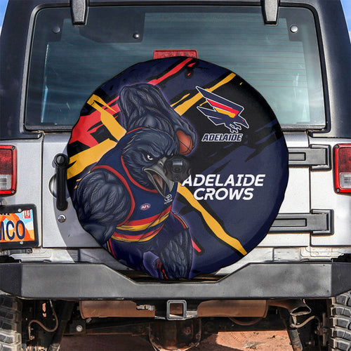 Adelaide Football Club Spare Tire Cover Crows Muscular Mascot Graphic - Abstract Paint Splatter Art