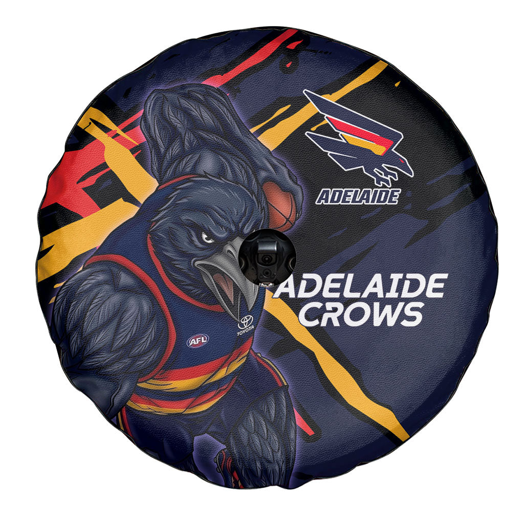 Adelaide Football Club Spare Tire Cover Crows Muscular Mascot Graphic - Abstract Paint Splatter Art