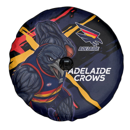 Adelaide Football Club Spare Tire Cover Crows Muscular Mascot Graphic - Abstract Paint Splatter Art