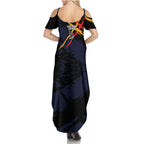 Adelaide Football Club Summer Maxi Dress Crows Muscular Mascot Graphic - Abstract Paint Splatter Art