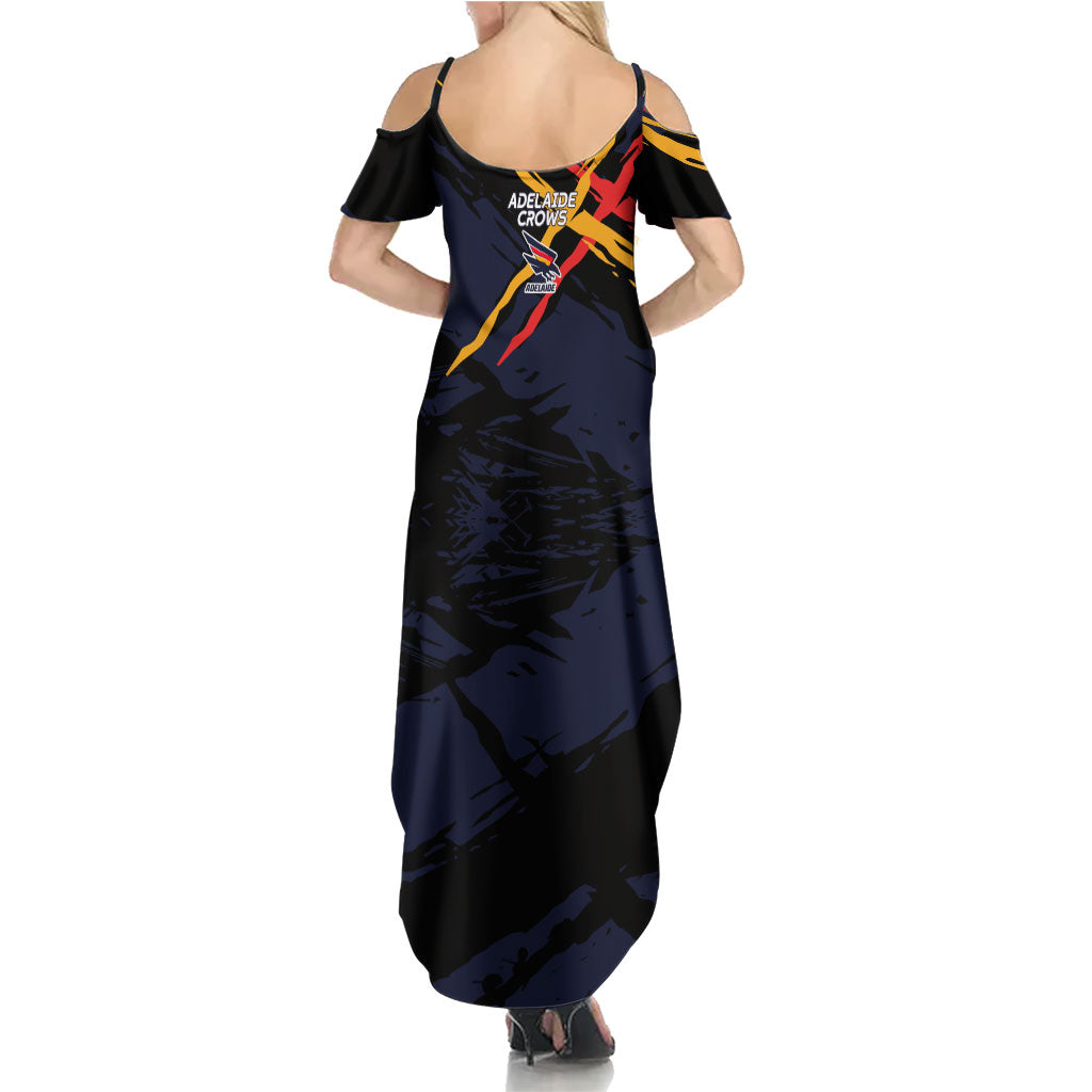 Adelaide Football Club Summer Maxi Dress Crows Muscular Mascot Graphic - Abstract Paint Splatter Art