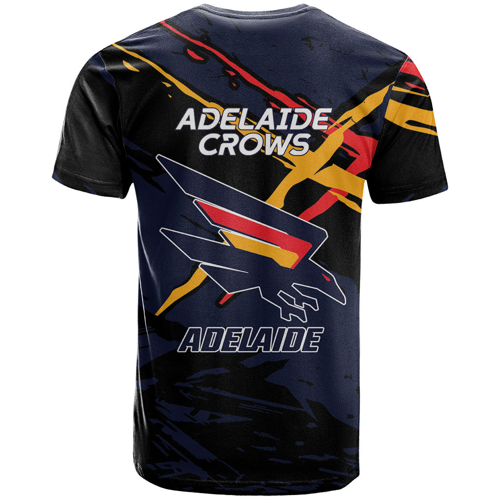 Adelaide Football Club T Shirt Crows Muscular Mascot Graphic - Abstract Paint Splatter Art