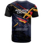 Adelaide Football Club T Shirt Crows Muscular Mascot Graphic - Abstract Paint Splatter Art