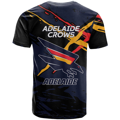 Adelaide Football Club T Shirt Crows Muscular Mascot Graphic - Abstract Paint Splatter Art