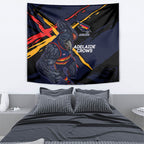 Adelaide Football Club Tapestry Crows Muscular Mascot Graphic - Abstract Paint Splatter Art