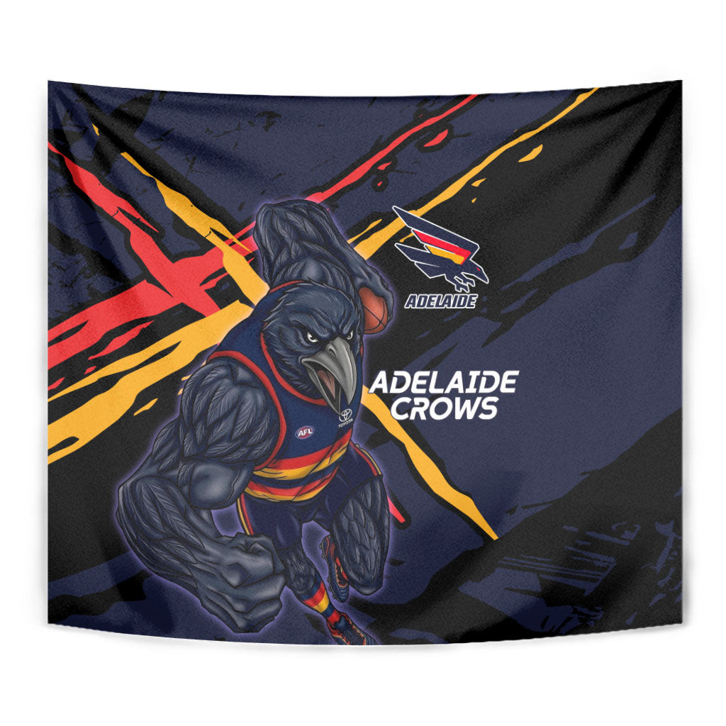 Adelaide Football Club Tapestry Crows Muscular Mascot Graphic - Abstract Paint Splatter Art