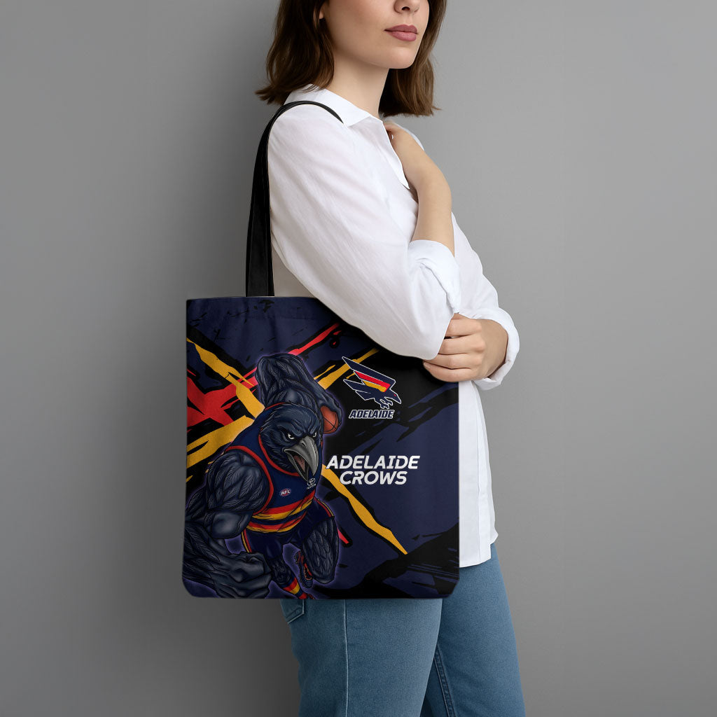 Adelaide Football Club Tote Bag Crows Muscular Mascot Graphic - Abstract Paint Splatter Art