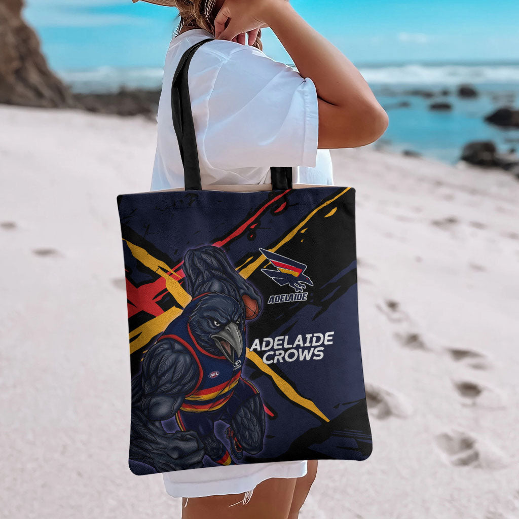 Adelaide Football Club Tote Bag Crows Muscular Mascot Graphic - Abstract Paint Splatter Art