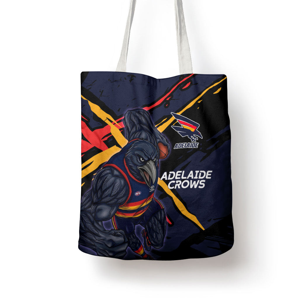 Adelaide Football Club Tote Bag Crows Muscular Mascot Graphic - Abstract Paint Splatter Art