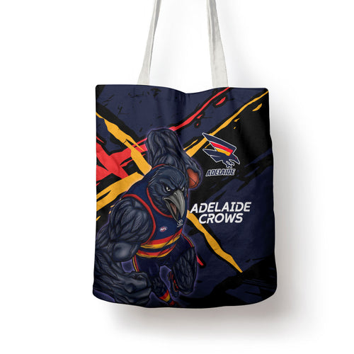 Adelaide Football Club Tote Bag Crows Muscular Mascot Graphic - Abstract Paint Splatter Art