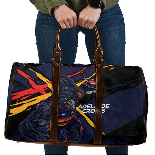 Adelaide Football Club Travel Bag Crows Muscular Mascot Graphic - Abstract Paint Splatter Art