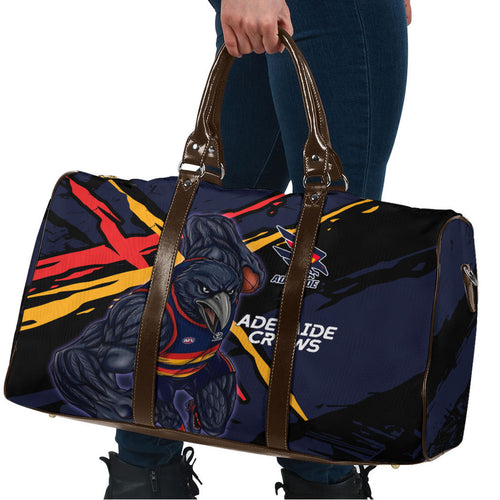Adelaide Football Club Travel Bag Crows Muscular Mascot Graphic - Abstract Paint Splatter Art