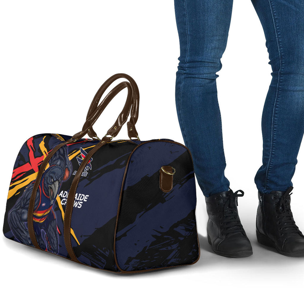 Adelaide Football Club Travel Bag Crows Muscular Mascot Graphic - Abstract Paint Splatter Art