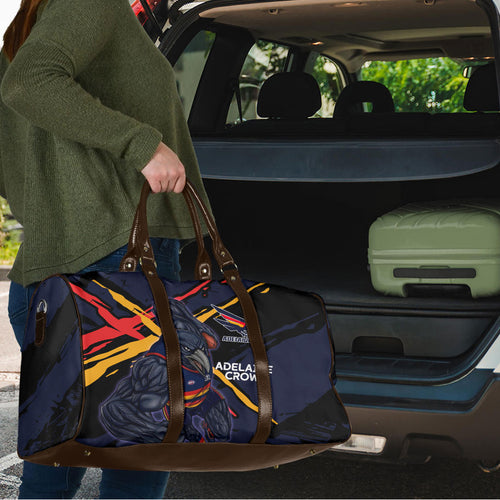 Adelaide Football Club Travel Bag Crows Muscular Mascot Graphic - Abstract Paint Splatter Art