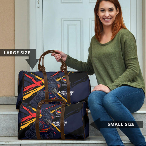 Adelaide Football Club Travel Bag Crows Muscular Mascot Graphic - Abstract Paint Splatter Art