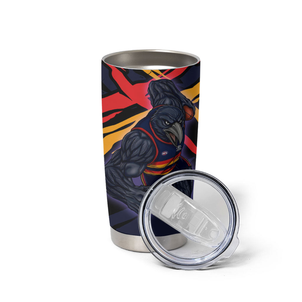 Adelaide Football Club Tumbler Cup Crows Muscular Mascot Graphic - Abstract Paint Splatter Art