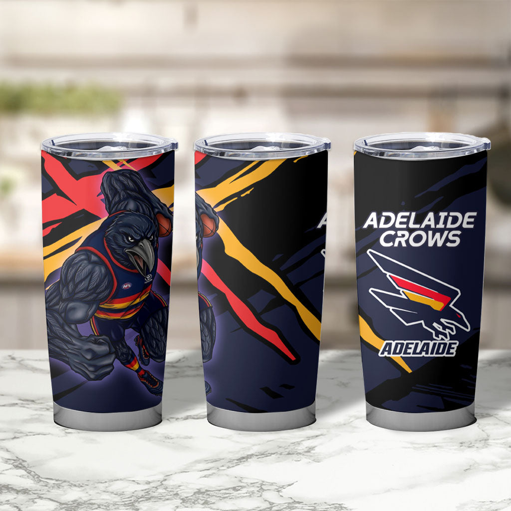 Adelaide Football Club Tumbler Cup Crows Muscular Mascot Graphic - Abstract Paint Splatter Art