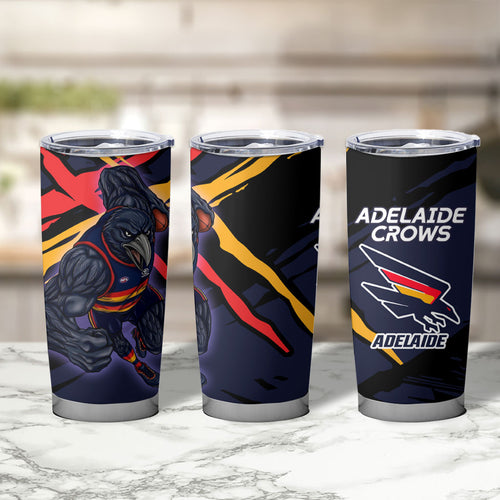 Adelaide Football Club Tumbler Cup Crows Muscular Mascot Graphic - Abstract Paint Splatter Art