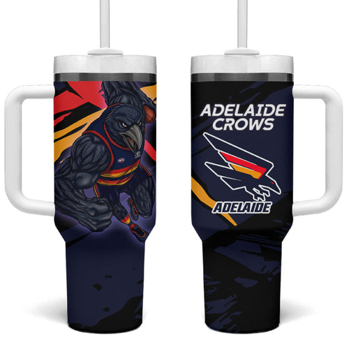 Adelaide Football Club Tumbler With Handle Crows Muscular Mascot Graphic - Abstract Paint Splatter Art
