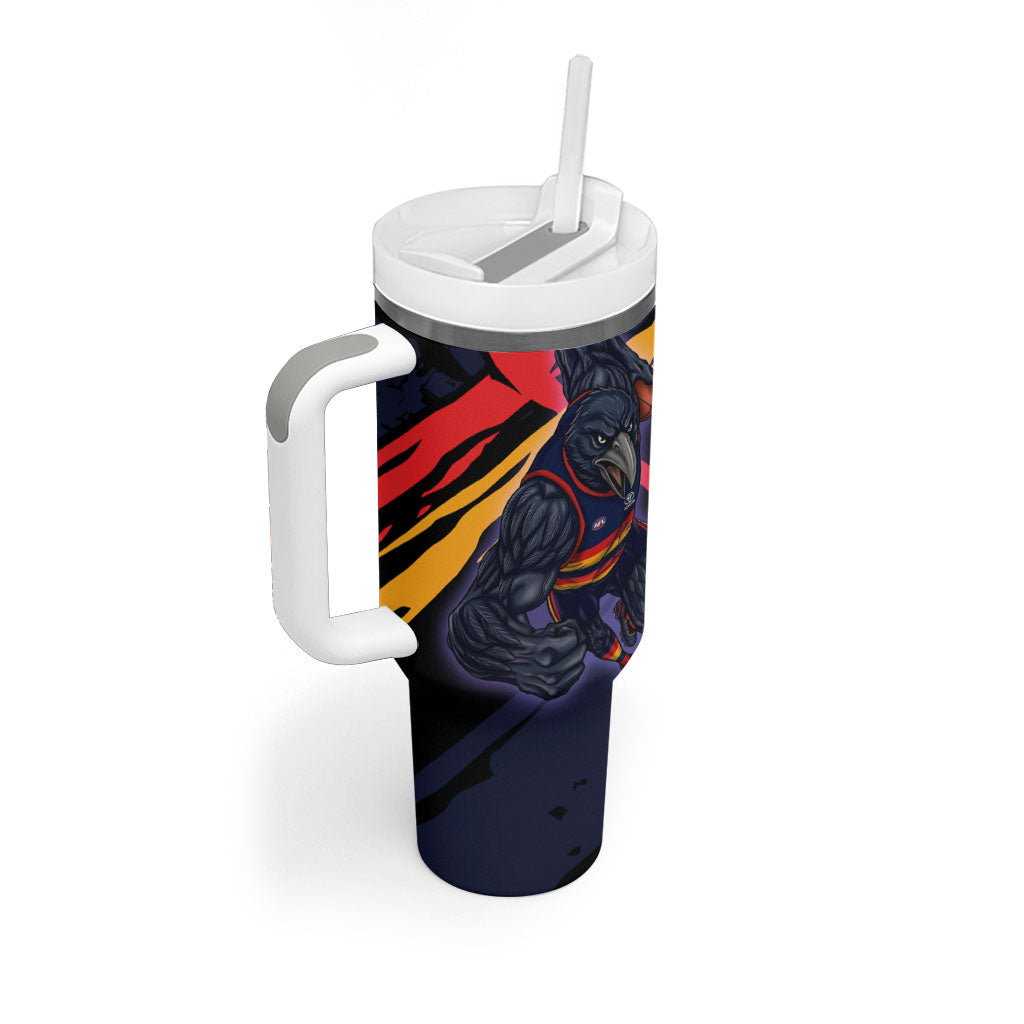 Adelaide Football Club Tumbler With Handle Crows Muscular Mascot Graphic - Abstract Paint Splatter Art