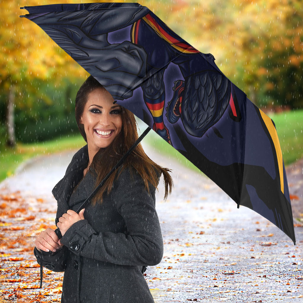 Adelaide Football Club Umbrella Crows Muscular Mascot Graphic - Abstract Paint Splatter Art