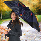 Adelaide Football Club Umbrella Crows Muscular Mascot Graphic - Abstract Paint Splatter Art