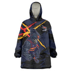 Adelaide Football Club Wearable Blanket Hoodie Crows Muscular Mascot Graphic - Abstract Paint Splatter Art