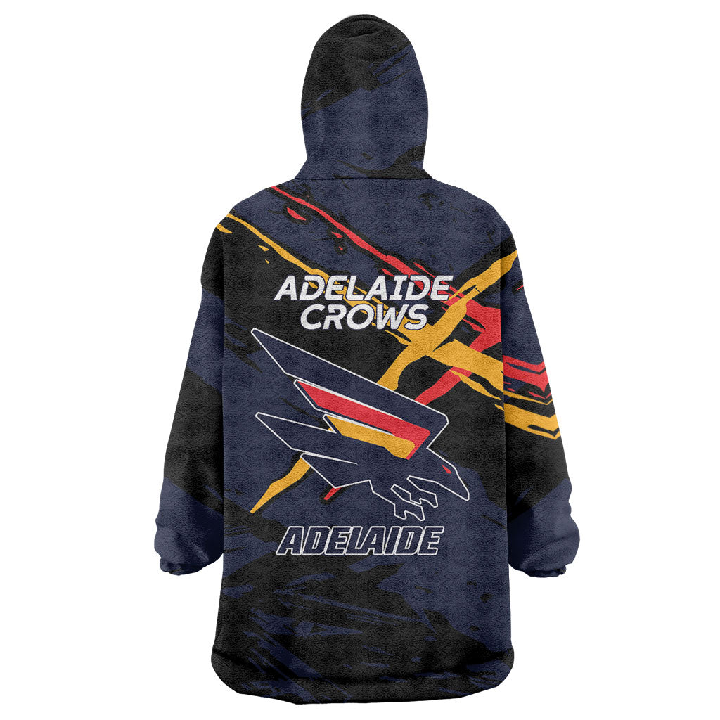 Adelaide Football Club Wearable Blanket Hoodie Crows Muscular Mascot Graphic - Abstract Paint Splatter Art