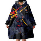 Adelaide Football Club Wearable Blanket Hoodie Crows Muscular Mascot Graphic - Abstract Paint Splatter Art