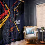 Adelaide Football Club Window Curtain Crows Muscular Mascot Graphic - Abstract Paint Splatter Art