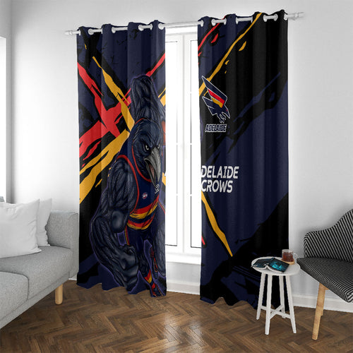 Adelaide Football Club Window Curtain Crows Muscular Mascot Graphic - Abstract Paint Splatter Art