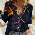 Adelaide Football Club Women Casual Shirt Crows Muscular Mascot Graphic - Abstract Paint Splatter Art