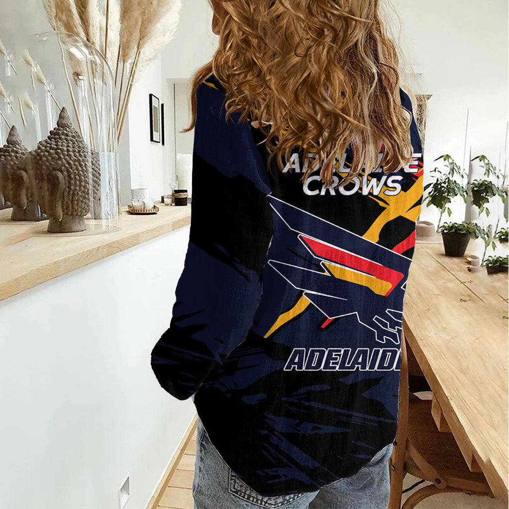 Adelaide Football Club Women Casual Shirt Crows Muscular Mascot Graphic - Abstract Paint Splatter Art