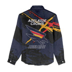 Adelaide Football Club Women Casual Shirt Crows Muscular Mascot Graphic - Abstract Paint Splatter Art