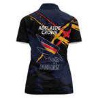 Adelaide Football Club Women Polo Shirt Crows Muscular Mascot Graphic - Abstract Paint Splatter Art
