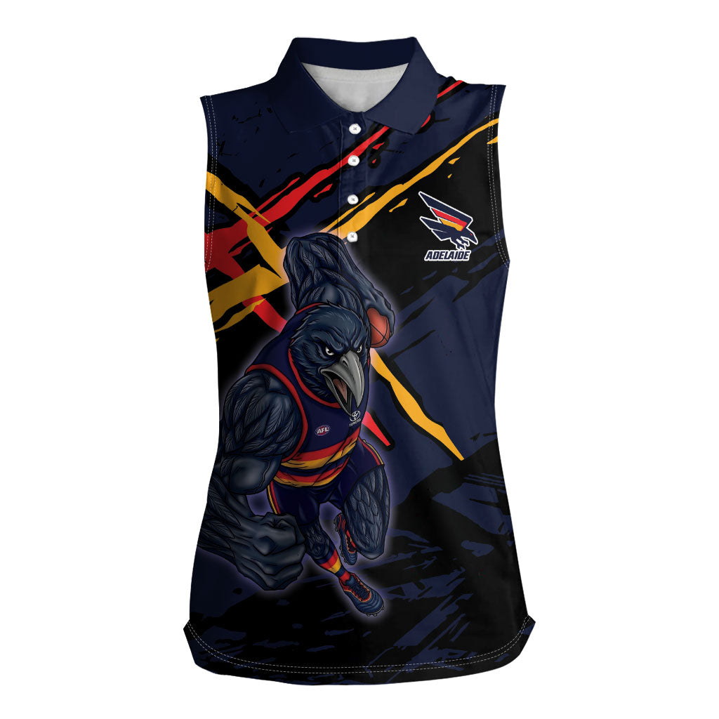 Adelaide Football Club Women Sleeveless Polo Shirt Crows Muscular Mascot Graphic - Abstract Paint Splatter Art