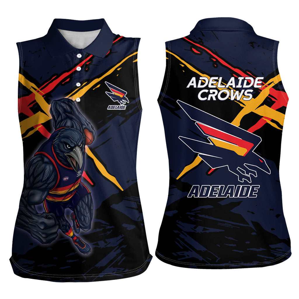 Adelaide Football Club Women Sleeveless Polo Shirt Crows Muscular Mascot Graphic - Abstract Paint Splatter Art