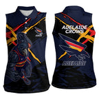Adelaide Football Club Women Sleeveless Polo Shirt Crows Muscular Mascot Graphic - Abstract Paint Splatter Art