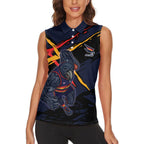 Adelaide Football Club Women Sleeveless Polo Shirt Crows Muscular Mascot Graphic - Abstract Paint Splatter Art